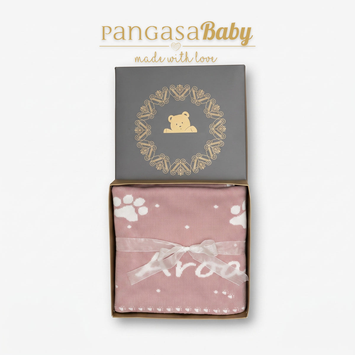 CHAL PERSONALIZADO HUELLAS ROSA VINTAGE