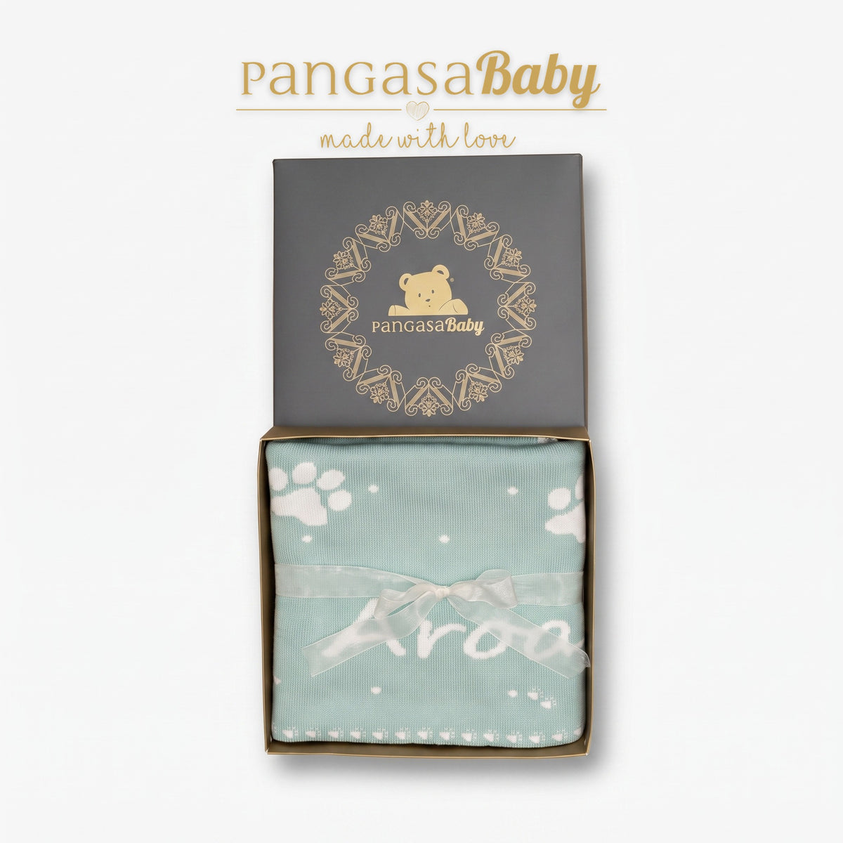 CHAL PERSONALIZADO HUELLAS VERDE MINT