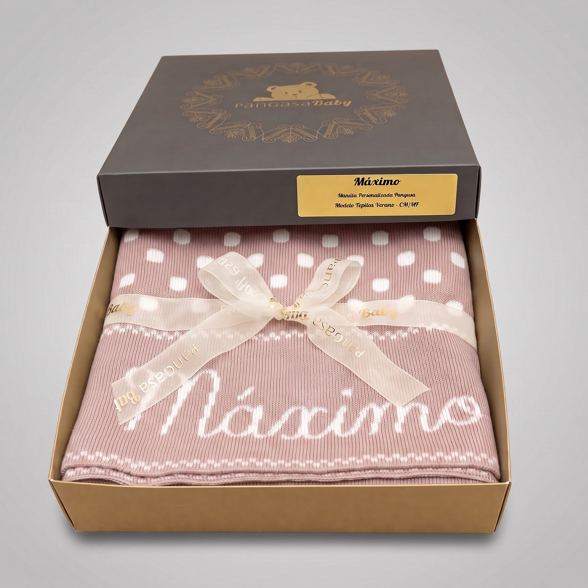 CHAL PERSONALIZADO LUNARES ROSA VINTAGE