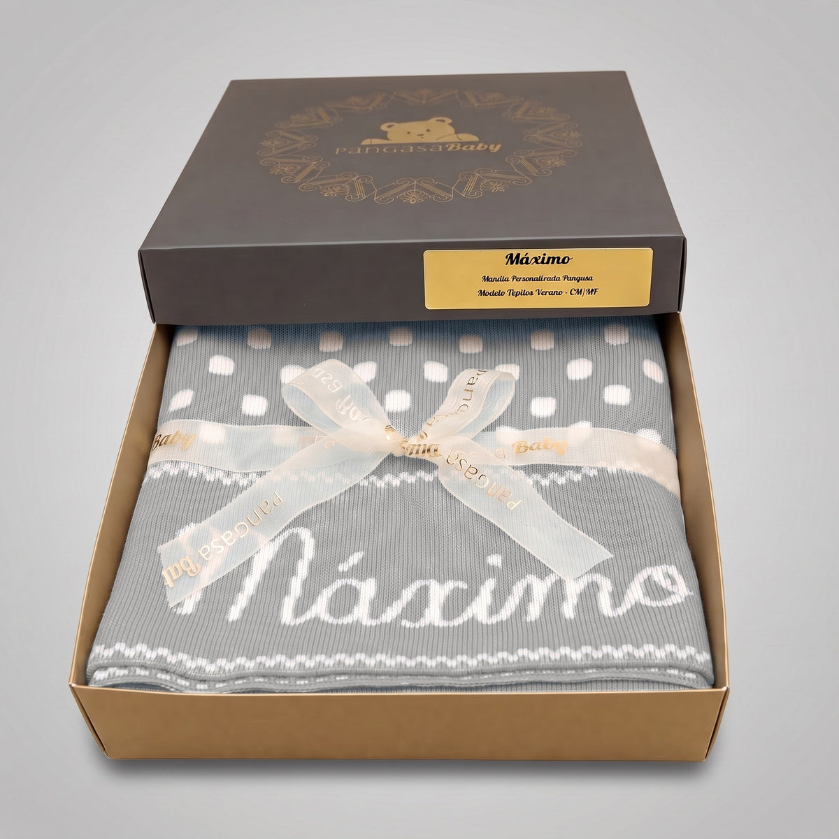 CHAL PERSONALIZADO LUNARES GRIS