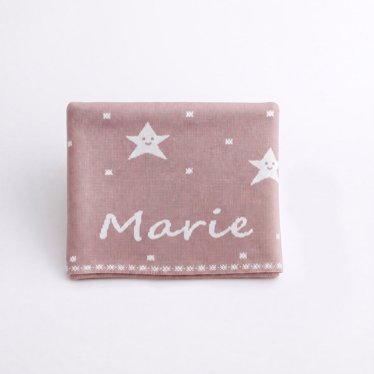 CHAL PERSONALIZADO ESTRELLAS ROSA VINTAGE