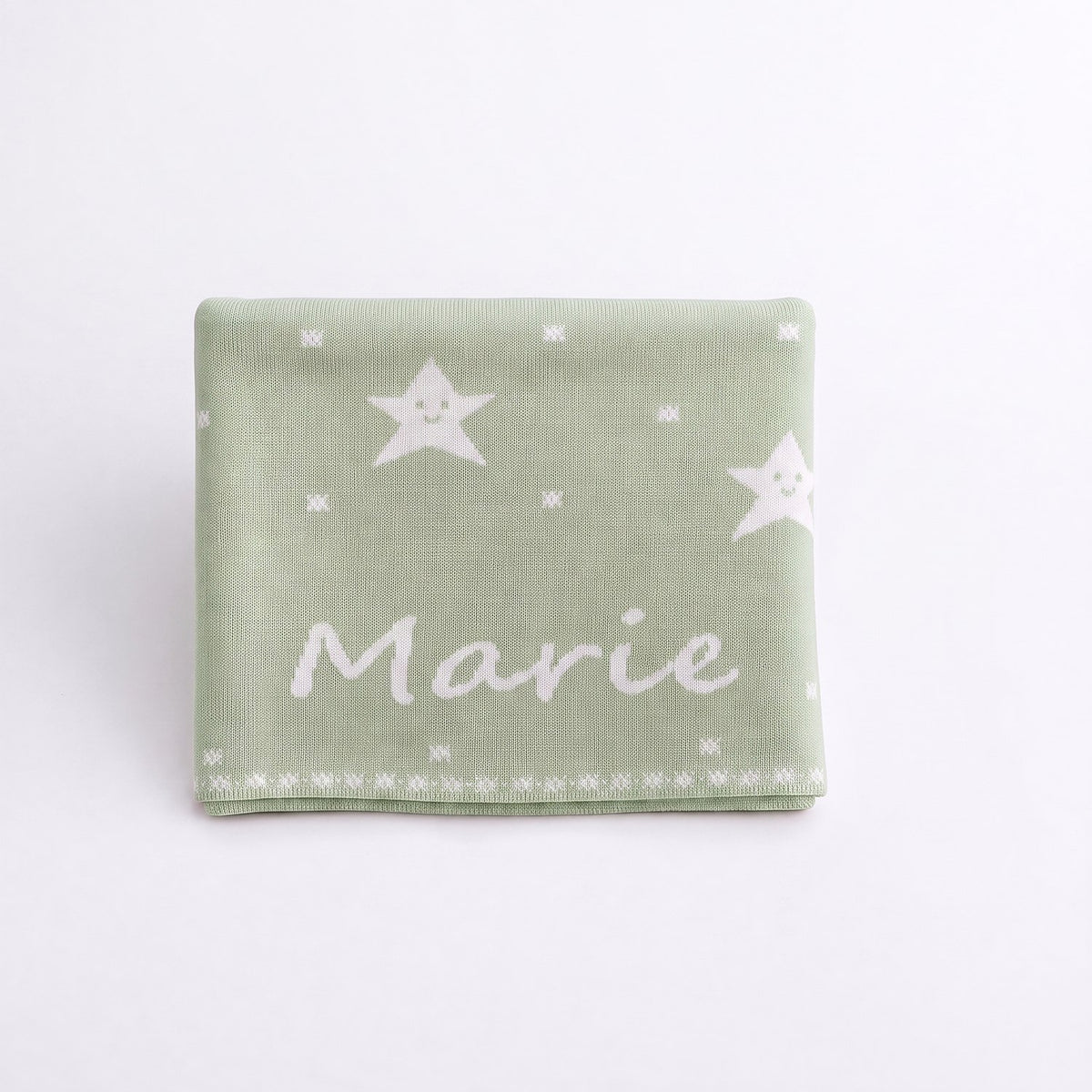 CHAL PERSONALIZADO ESTRELLAS VERDE HOJA