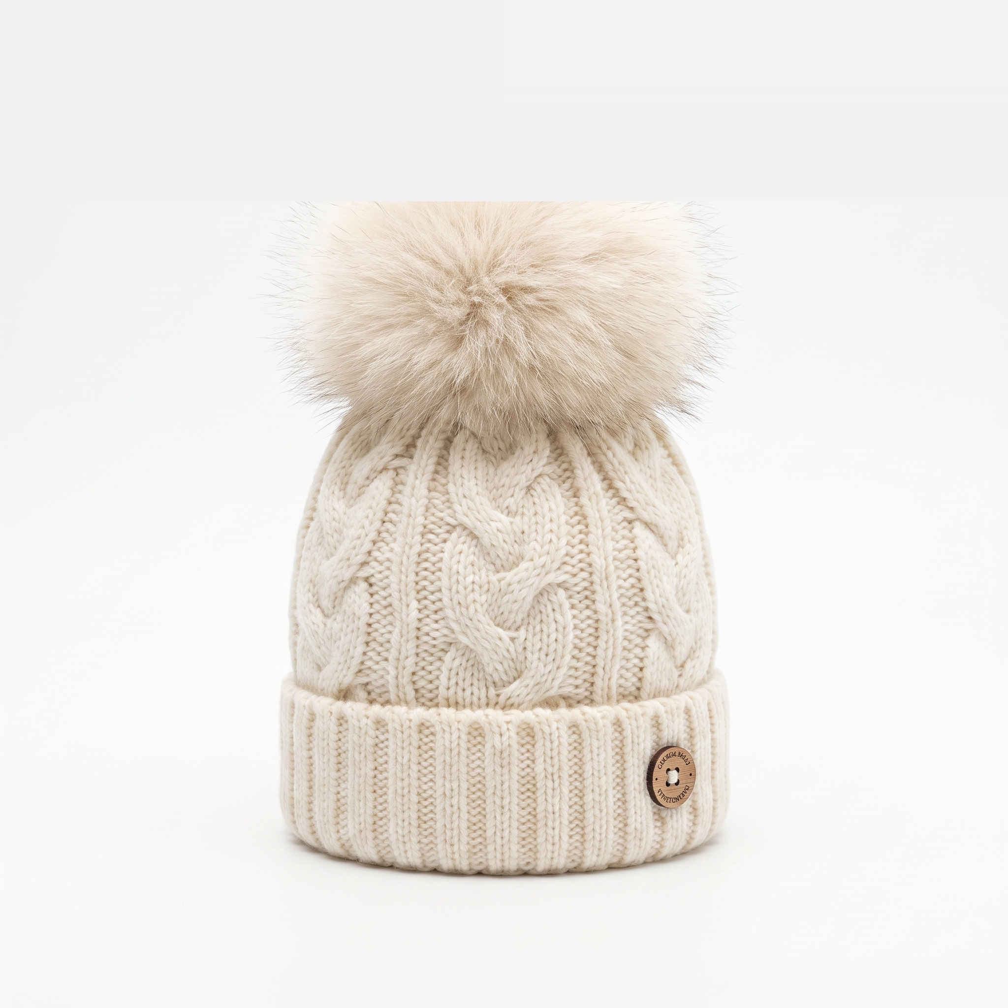 GORRO OCHOS-AÑADIR POMPON MARFIL