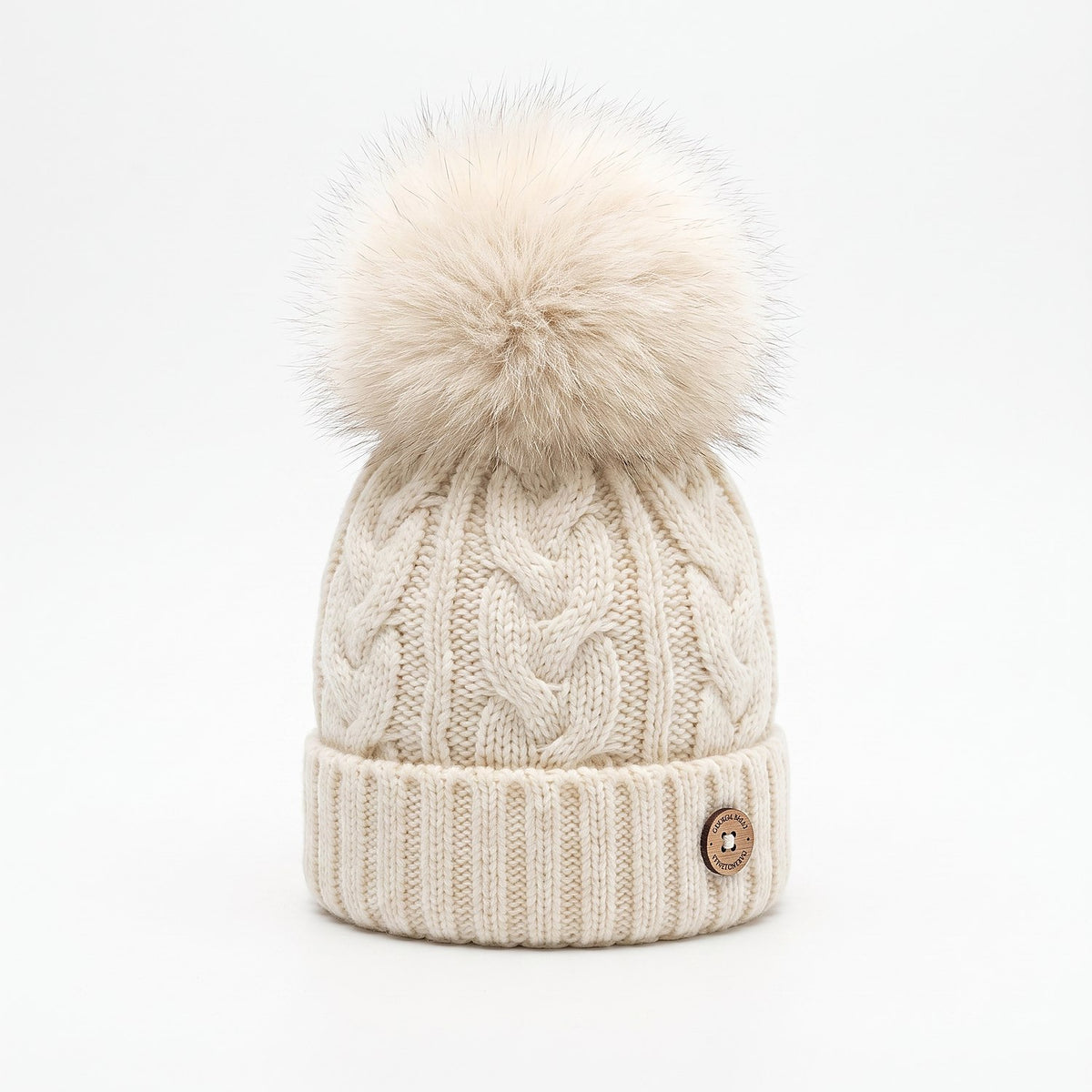GORRO OCHOS-AÑADIR POMPON MARFIL