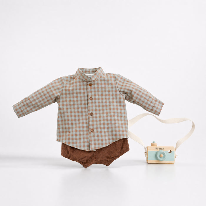 TRAJE 2P CAMISA CUELLO MAO VICHY MINT