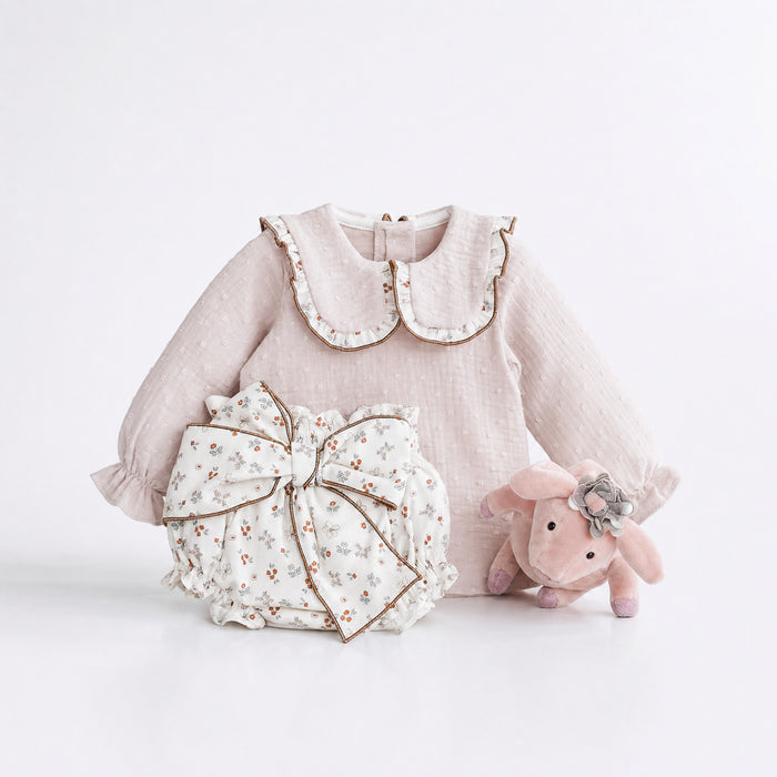 CONJ. BRAGUITA LAZO VINTAGE Y BLUSA PLUMETI