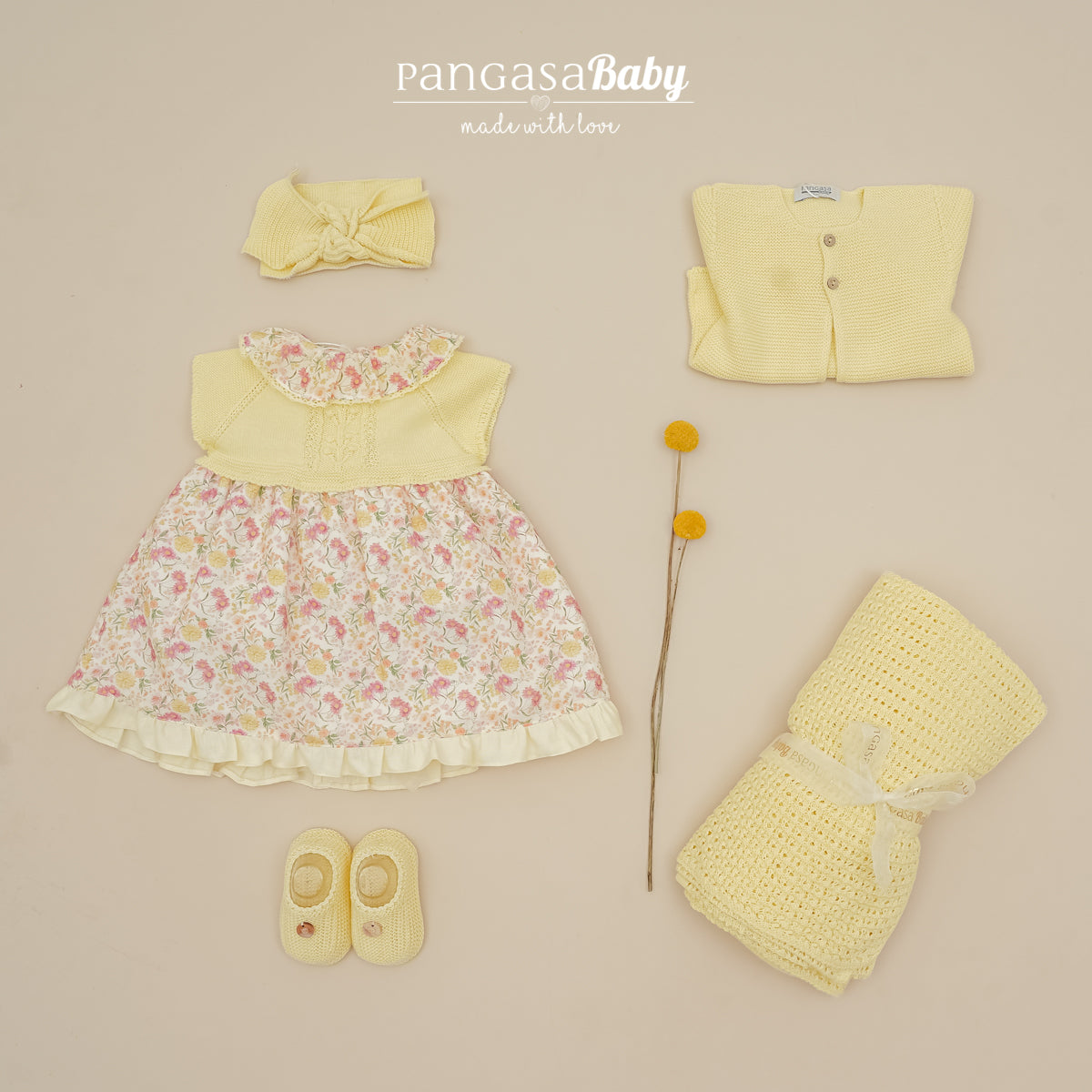 KNITTED AND PETALS FABRIC DRESS